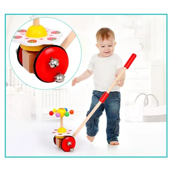 

Kids Wooden Toys Baby Walker Baby First Steps Car Toddler Trolley Single Rod Stroller Cartoon Animals Pushing Car Toy