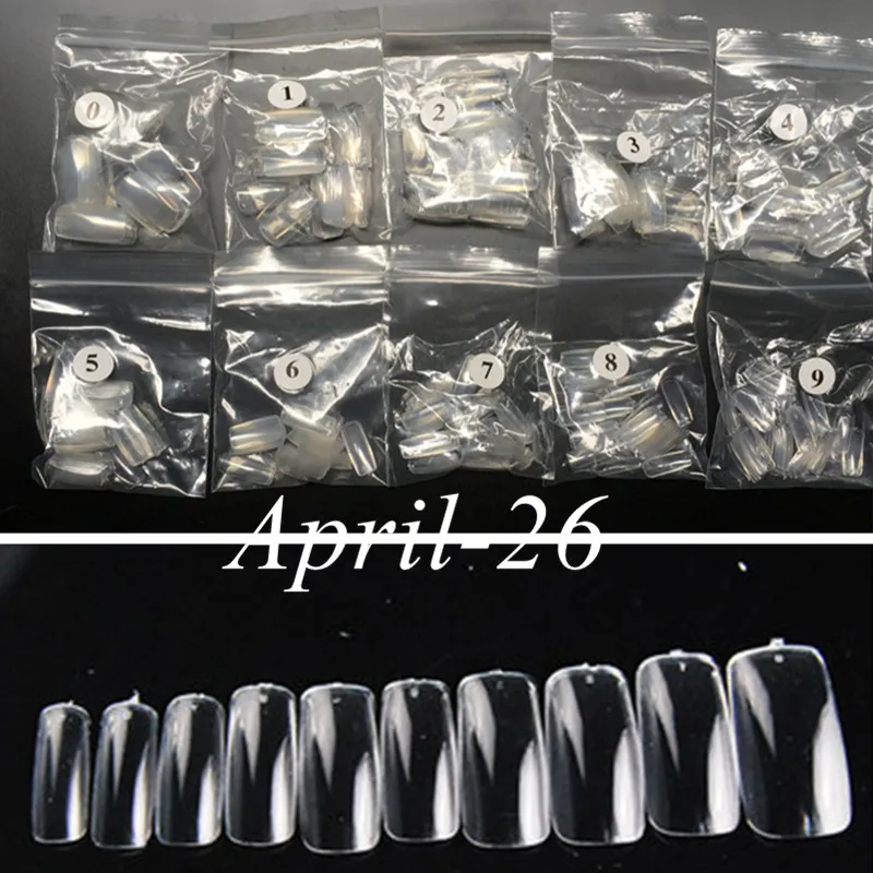 

DIY Nail Art 500PCS Tips Transparent Clear Color Acrylic Artificial Full Cover False Nail Art Manicure Tool Salon