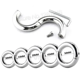 New 6 Size Stainless Steel Penis Ring Ball Stretcher Delay Lasting Metal Cock Ring Scrotum Restraint Testicular Sex Toys for Men 1