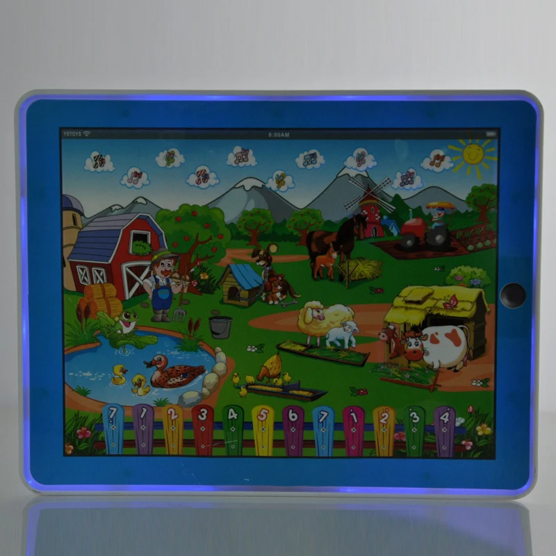 

English Language Happy Farm Educational Toys for Kids Tablet Computer Toy Ypad Music with Light Early Childhood Learning Machine