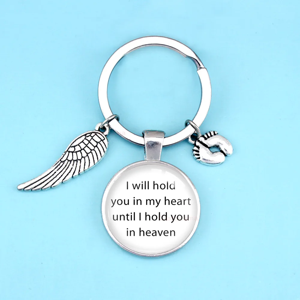 

Baby Feet Wings I Will Hold You in My Heart until I Hold You In My Heaven Keychain Key Chains Women Men Unisex Jewelry Gift