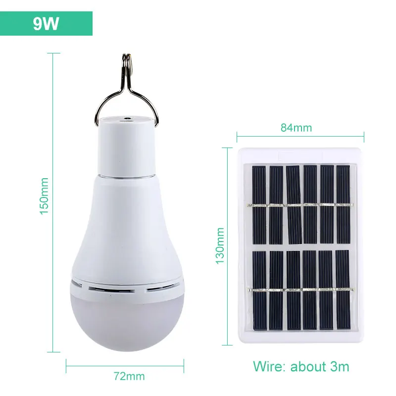 9W Panel Портативная 5 режимов сменная Солнечная лампа 7 Вт 9 Вт наружная солнечная панель светильник USB перезаряжаемая лампа для тента на кемпинге лампа - Испускаемый цвет: 9W Panel