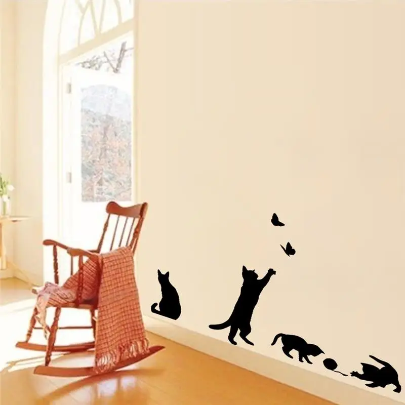 Милые для игры котов наклейки на стену для детей номер Спальня украшения «сделай сам» домашние наклейки виниловая настенная живопись Животные котенок постер настенное украшение