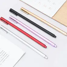 Новинка, 5 шт./партия, Корейская креативная металлическая сенсорная гелевая ручка 0,5 мм, ручка для школы офиса, поставка, детский рекламный подарок, 5 цветов