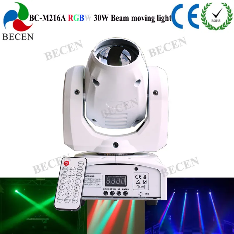 BECEN 1 10PCS white case remote control 30W led beam moving head light