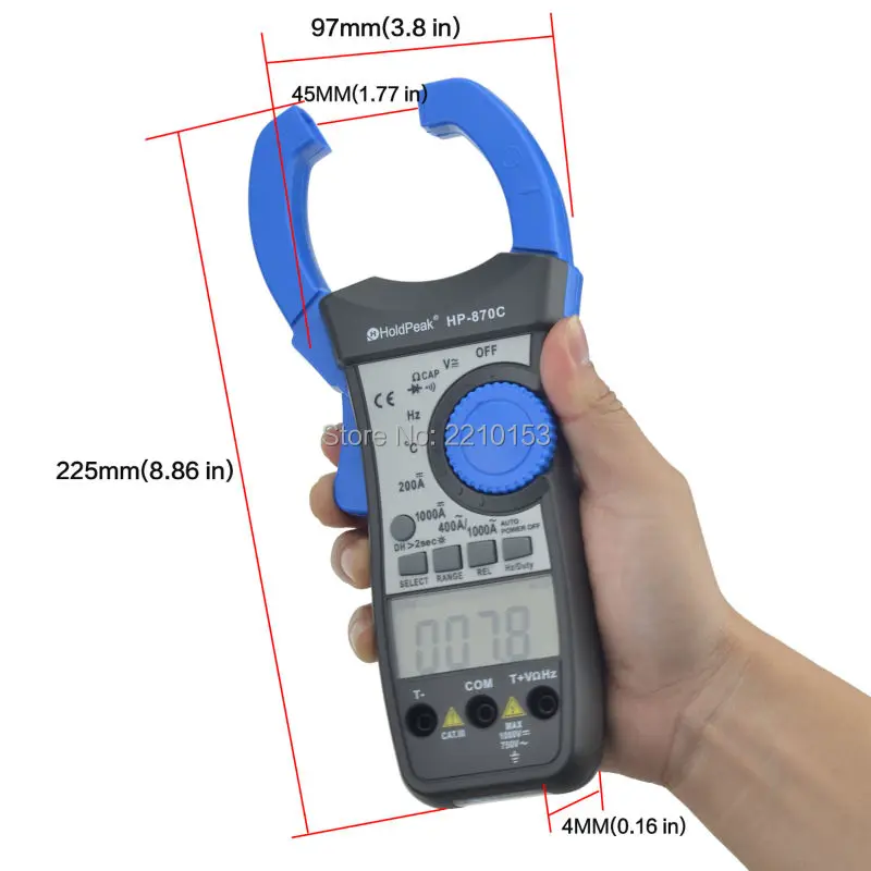 HoldPeak DC/AC Автоматический диапазон цифровой клещи Частота Рабочий цикл относительное значение двойной дисплей мультиметр HP-870C