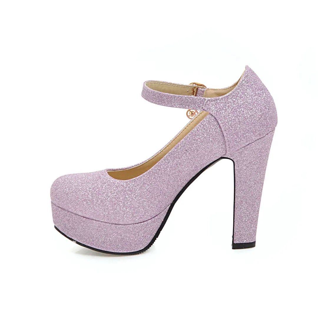 Женская обувь; туфли-лодочки mary jane с блестками; вечерние туфли на высоком квадратном каблуке на платформе; сезон весна-осень; женские туфли; цвет золотой, серебряный, черный, фиолетовый; размеры 43