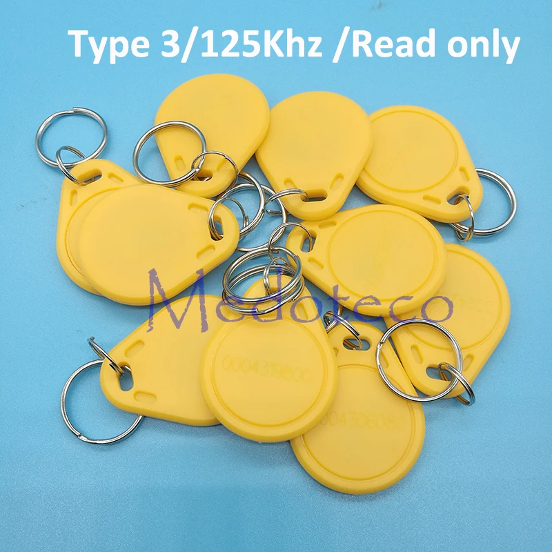 10 шт. желтый цвет Тип 3 125 кГц Rfid брелоки карты ключ карта для системы контроля