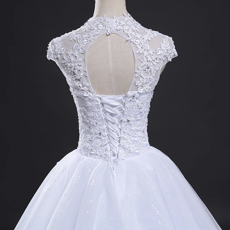 Fansmile/; Robe De Mariage; кружевное бальное платье принцессы с короткими рукавами; свадебное платье на заказ; Vestido De Noiva FSM-579F