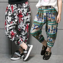 Детская одежда г. Новые летние противомоскитные штаны из хлопка тонкие спортивные штаны с принтом для мальчиков Одежда для маленьких девочек