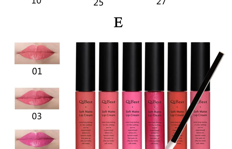 2017 QiBest Lip Color Make Up Waterproof Lip Gloss Tattoo Long Lasting Pigment Red Nude Velvet Matte Lipstick Liquid Makeup Lot (11)