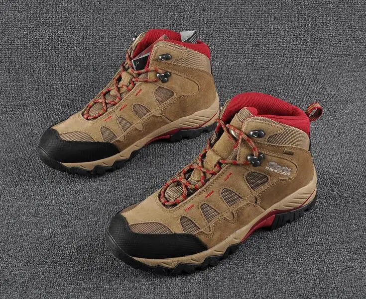 

Women outdoor walking shoes ladies genuine leather waterproof breathable walking boots CLORTS female camping trekking shoes