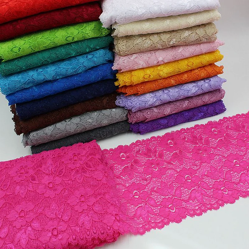 

Free Shipping 10 Yards Colors Stretch Floral Spandex Lace Edge Trim Embellishment Handmade DIY Decorative For Wedding Dress