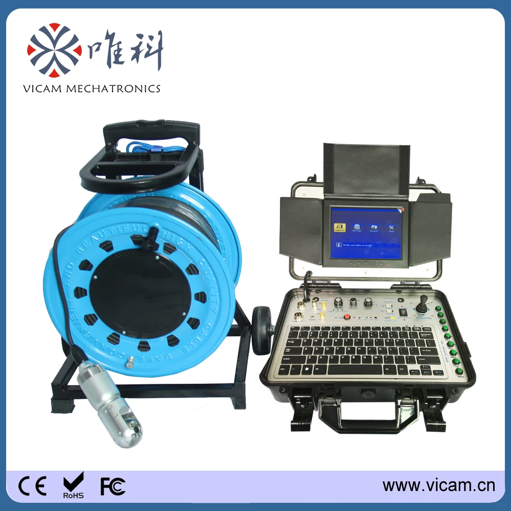 

Vicam 50mm PT Rotation water well camera borehole amera with 100m cable and DVR recording function and 128G SSD storage device