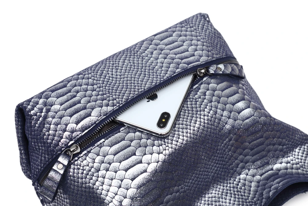 Arliwwi брендовые высококачественные Серебристые сумки-почтальонки из натуральной кожи с тиснением под змею для женщин, модные блестящие замшевые сумки из коровьей кожи