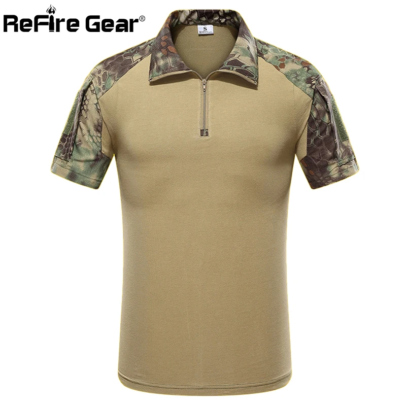 

Summer Camouflage Military Uniform US Army Combat T Shirt Men Short Sleeve Multicam Camo Paintball Airsoft Cargo Tactical Shirt