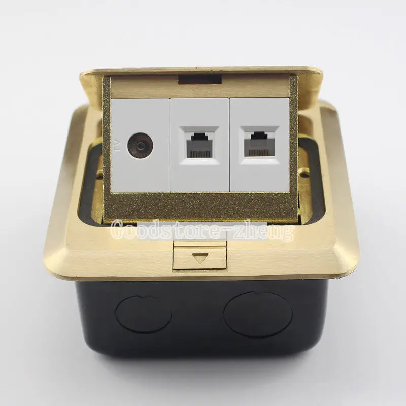 

Multi-function Bronze Pop-up Floor Box Kit TV Port Network LAN RJ45 RJ11 Telephone Phone Socket Panel Ground Outlet Receptacle