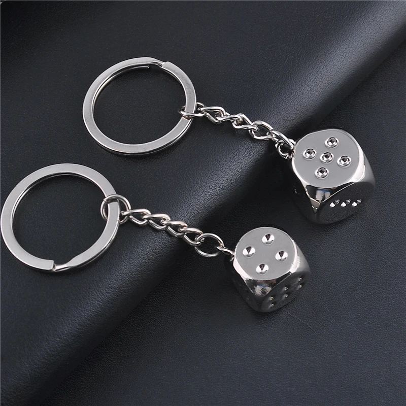 2018 New Personalized 3Pcs/Lot Alloy Dice Key Chain Ring Key Chains For