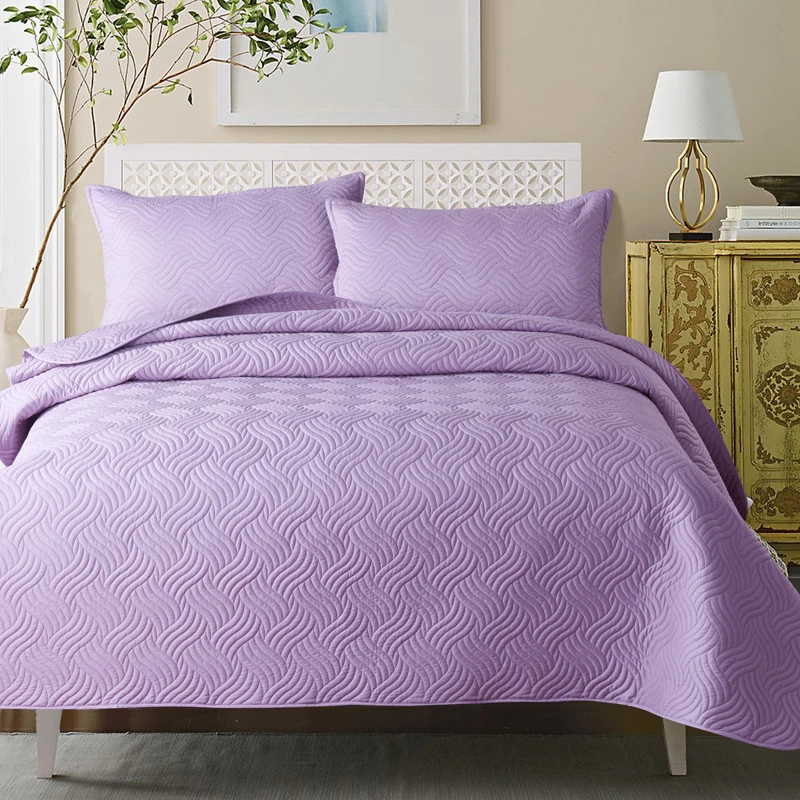 

New Beige Red White Purple Blue 100% Quilted Cotton Comfortable Blanket Tatami Mat Bedspread Bed sheet Bed Linen Pillowcase 3pcs