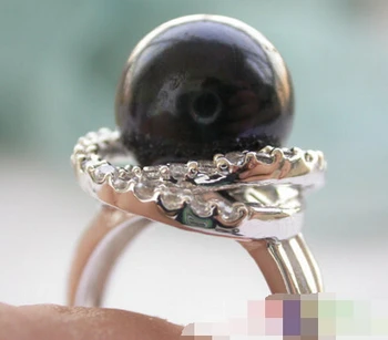 

00467 black ROUND PEARL RING