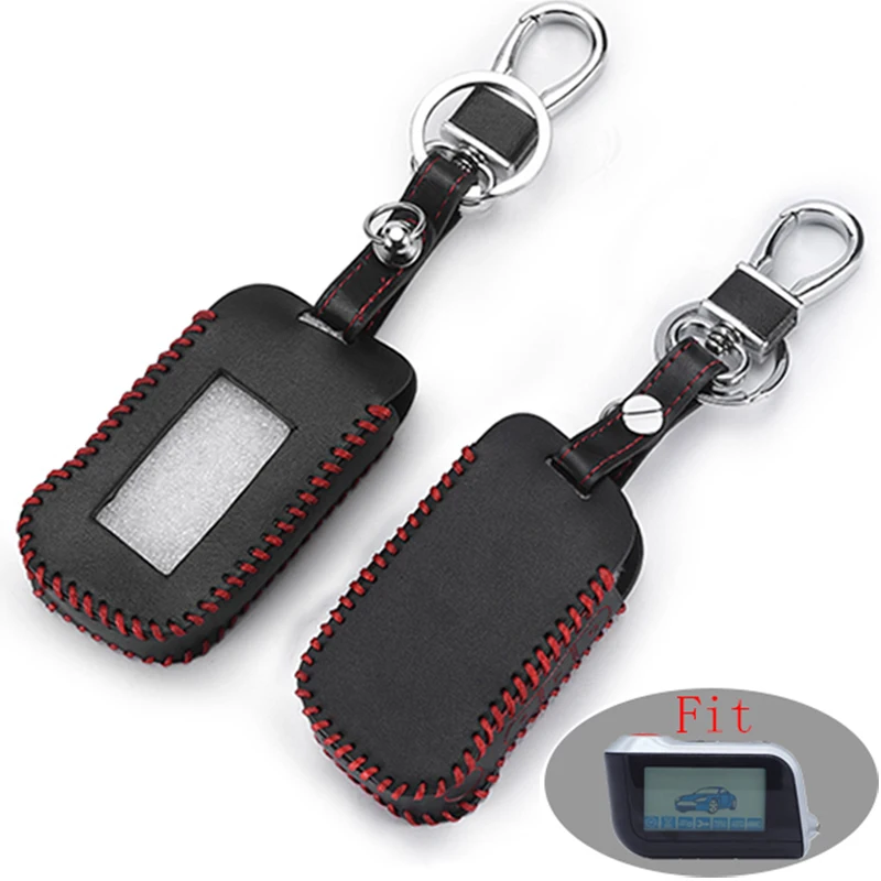 

Genuine Leather Case For starline A93 Leather Case trinket cover for key ring alarm auto Alarm Remote Keychain Cover Protector