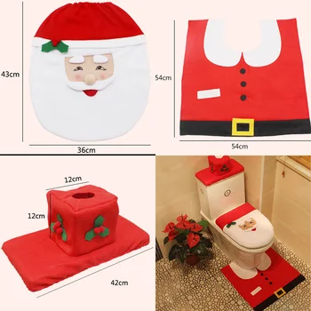 

2018 New 3pcs/stationary bathroom Christmas toilet seats for Santa's home bathroom decorations