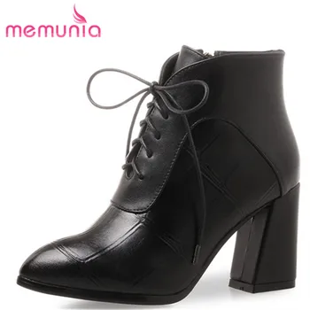 

MEMUNIA women boots big size 32-42 fashion thick heels pointed toe boots 2020 new autumn winter ankle boots for women
