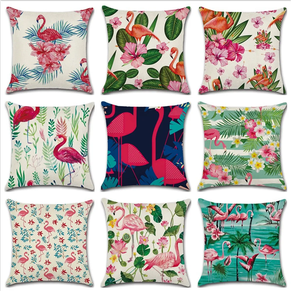 

Tropical Flamingo Saying Freedom Passion Cushion Cover Home Decoration Linen Throw Pillow Cover Car Sofa Decorative Pillowcase