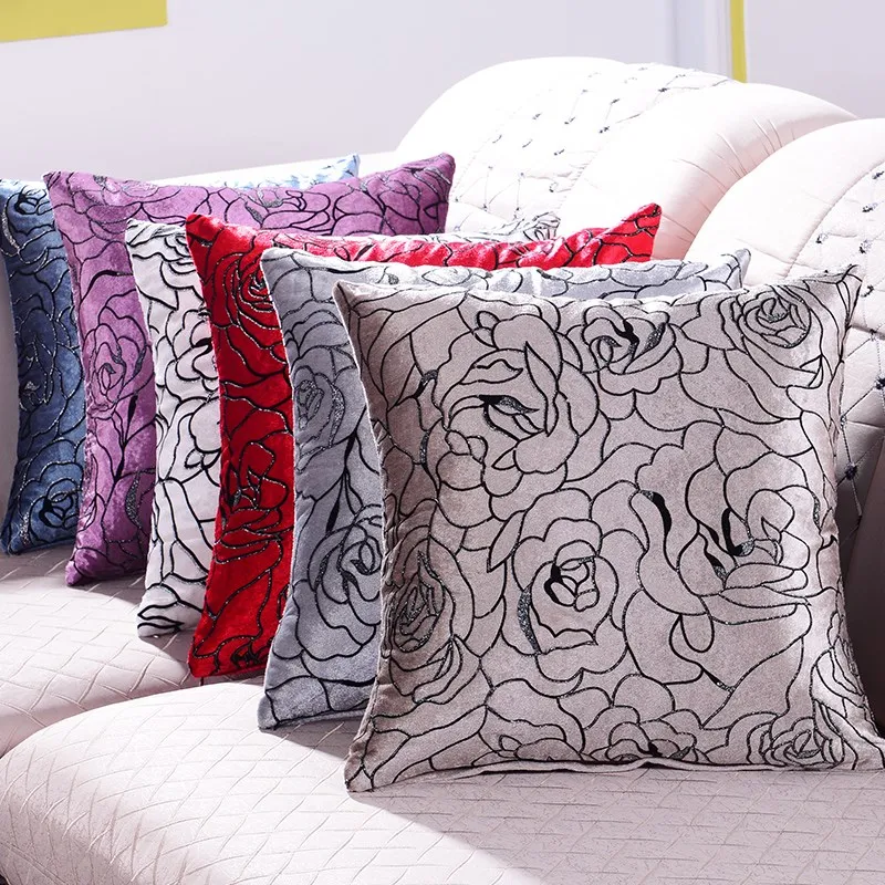 Fashion Cushion cover office Flowers decorative pillow cushions Velvet