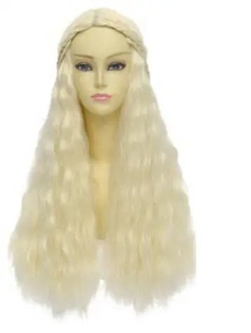 

A Song of Ice and Fire Fibre hair Wig Hair Hairpiece Daenerys Targaryen Blonde Long Curly Braids Cosplay Wig party event props