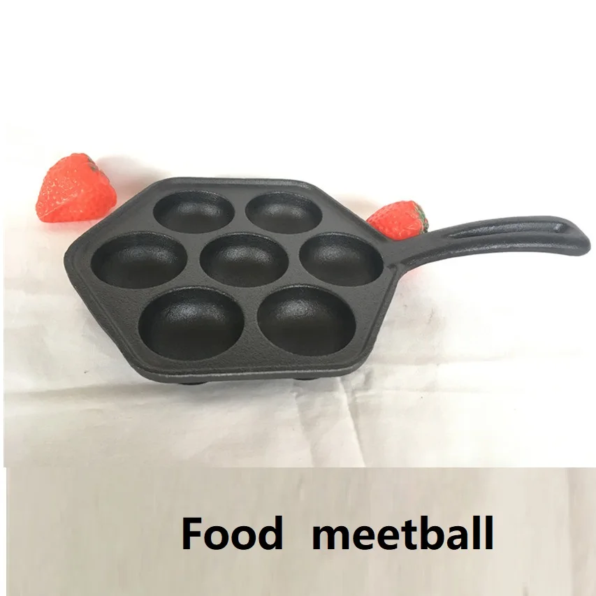 

7-hole pan Fish meatball Pot Cast Iron Uncoated Teppanyaki Egg Quail Cast iron Frying Pan Ball food Baking