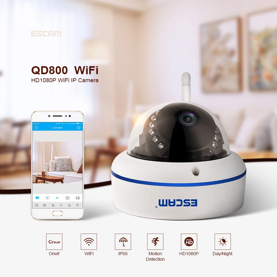 ESCAM Скорость QD800 WI FI 1080 p открытый обработка изображений ИК купольная Камера IP66