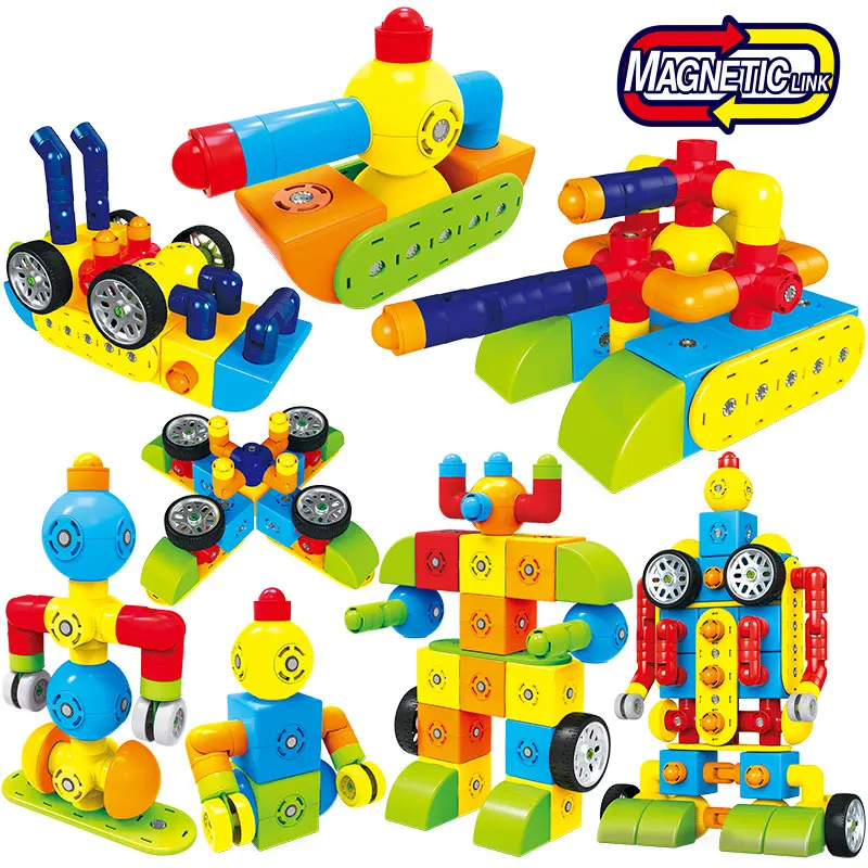 

Winter Holiday Construction Magnetic Toys for Children Construction Plastic Pipe Blocks Track Military Christmas Gifts For Kids