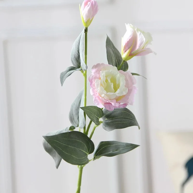 Искусственные цветы лисиантус, 3 головки, букет роз, садовые растения, пионы, шелковые цветы для свадьбы, дома, вечерние украшения