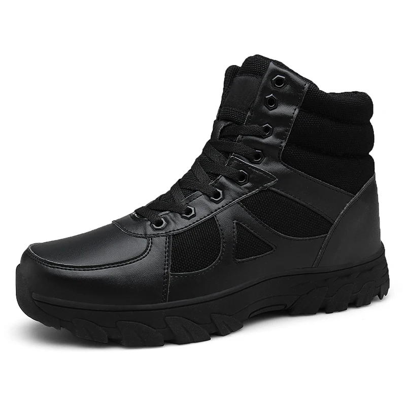 

England style men casual warm plush cotton shoes winter training shoe platform thicken fur snow ankle boots army combat bottine