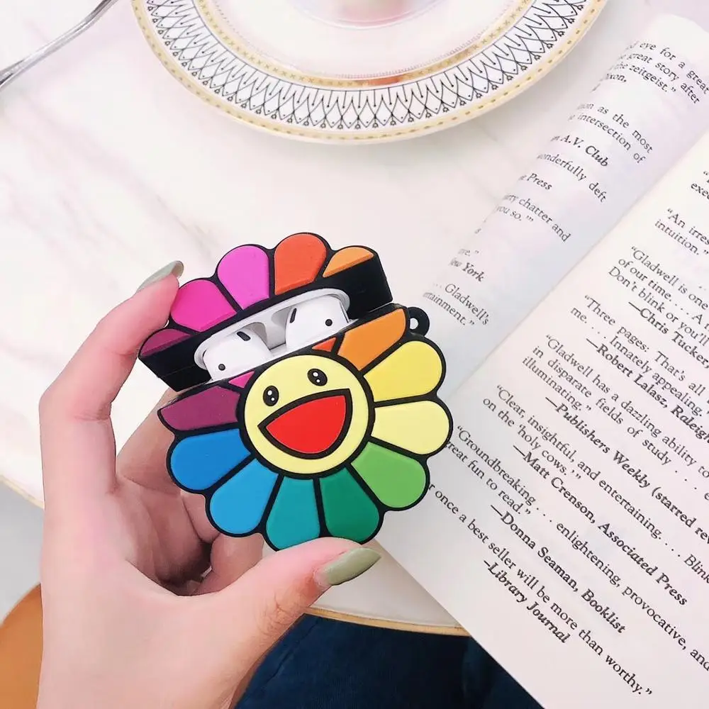 Sunflower cover Cartoon for apple airpods case silicone protector Cute for airpods case for iphone protective set animados 1 2