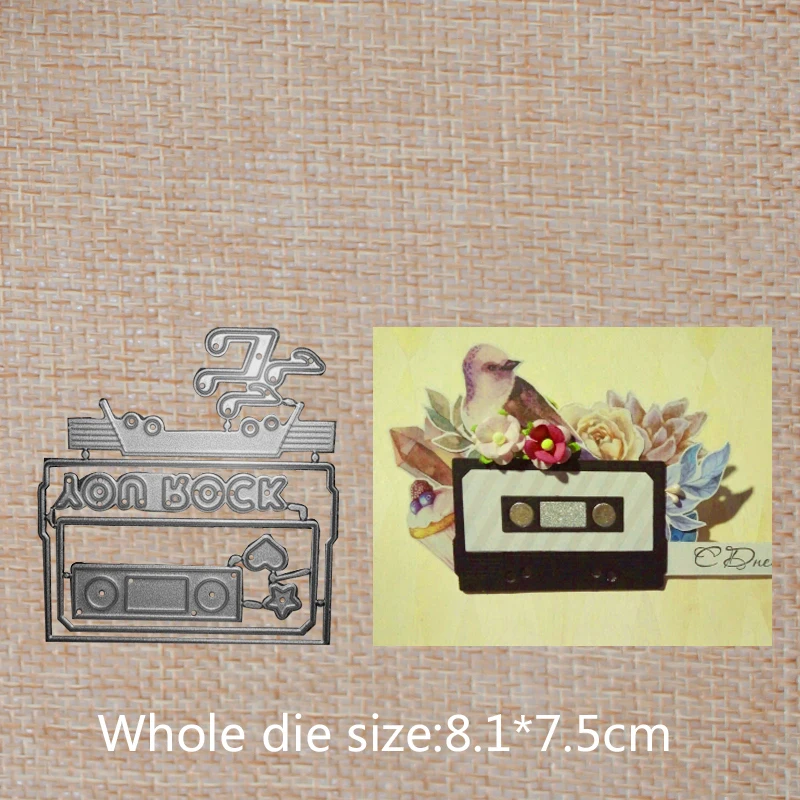 

Radio tape rock word Metal Cutting Dies Scrapbooking Album DIY Card Craft Embossing mold 81*75 mm
