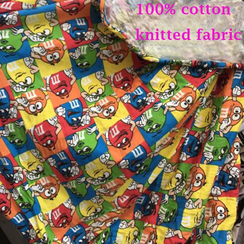 

105cm Wide 100%Cotton Knitted Fabric Patchwork Fabric M Beans Printed Fabric Sewing Material Diy Baby Clothing&T-shirt