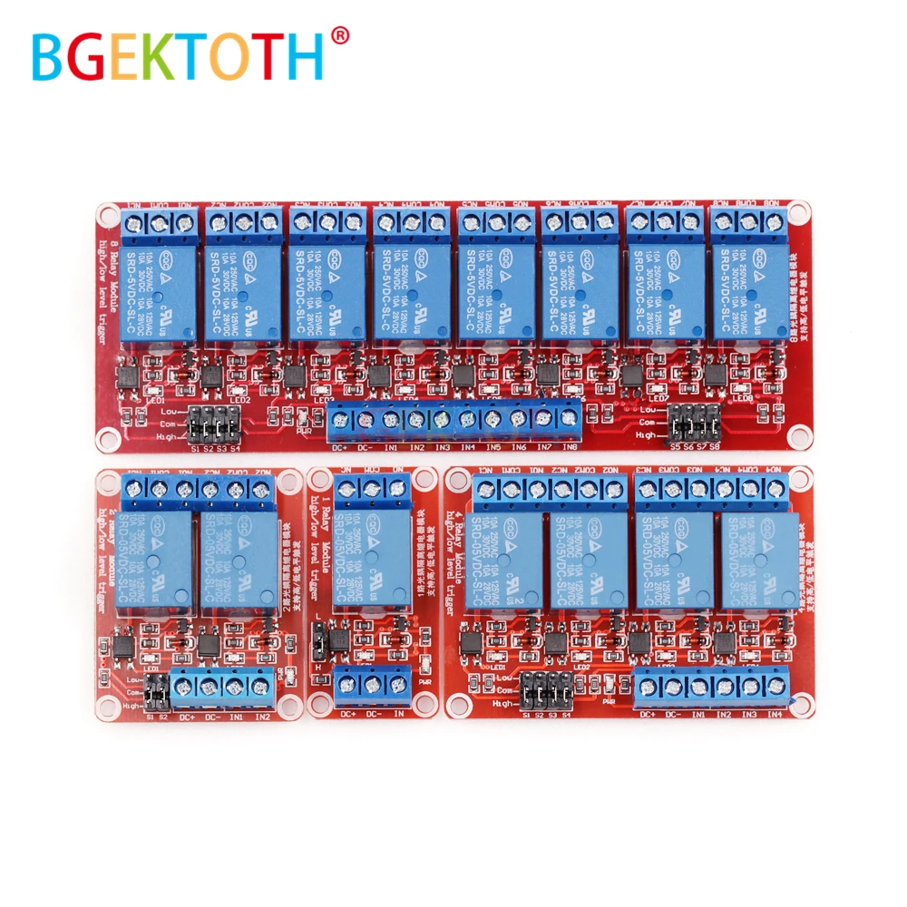 1 2 4 8 канальный 5 в 12 В 24 В релейный модуль щит с опора для оптопары высокий и низкий уровень триггера для Arduno