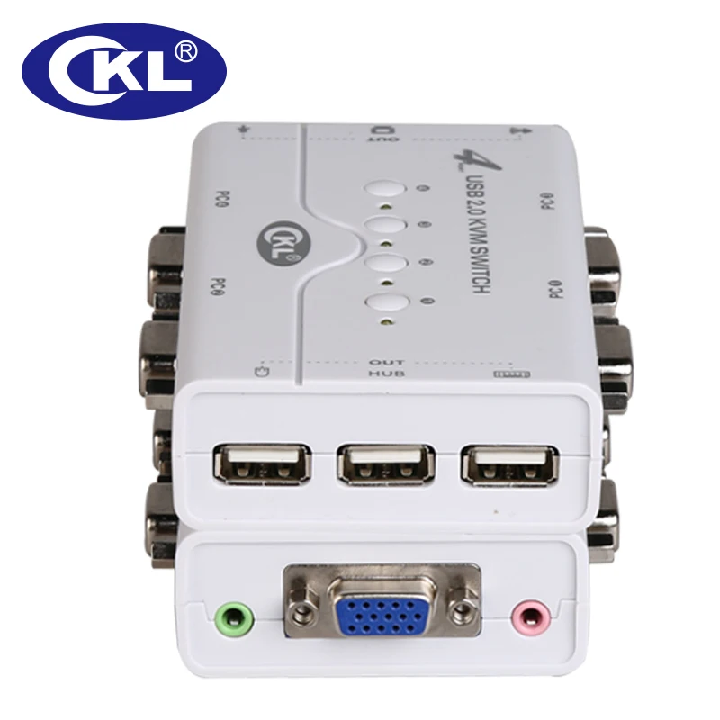 KVM коммутатор VGA 4 порта USB 2 0 с кабелем поддержка аудио микрофона принтер сканер