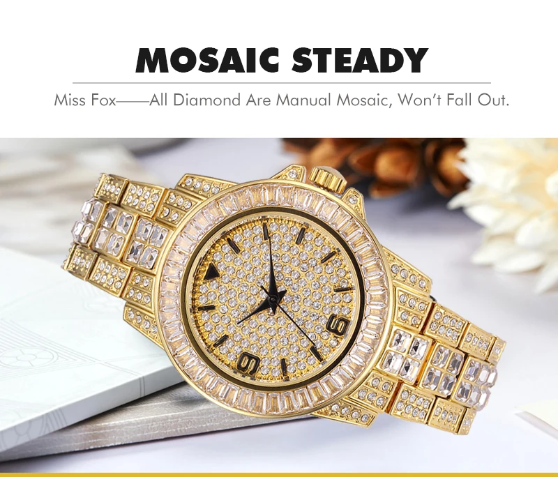 Часы роскошные золотые мужские деловые часы Топ бренд Мода Полный алмаз повседневные наручные часы унисекс водонепроницаемые часы