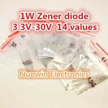1 Вт стабилитрон 3.3 В-30 В 14values* 10 шт. = 140 шт. электронный Компоненты Вышивка Крестом Пакет стабилитрон диод Ассорти Комплект