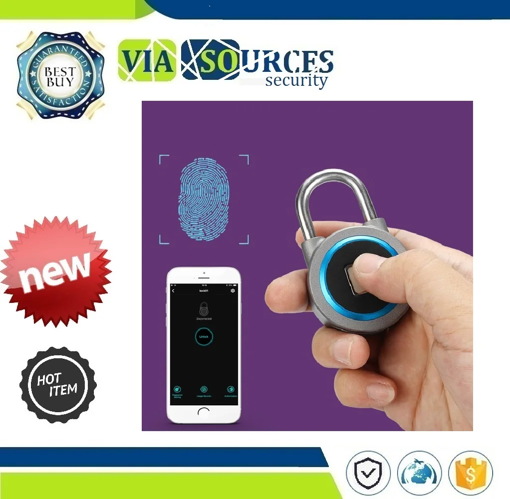 

Mini Bluetooth Lock Phone APP Waterproof Keyless Fingerprint Lock Unlock Anti Theft Padlock Door Lock IP65 Security