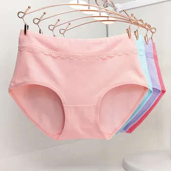 

New modal women in the waist lace briefs Seamless breathable solid color large size ladies briefs