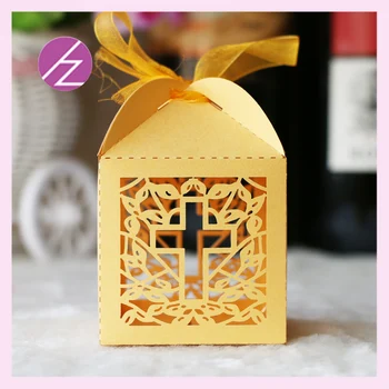 

50pcs/lot Exquisite Laser Cut Carved Cross Pattern Easter Favor Box Candy Gift Box Christening & Baptism Supplies