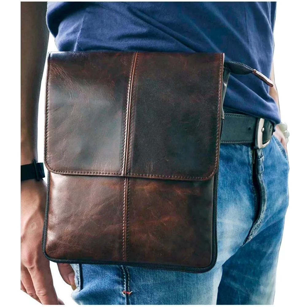 Натуральная кожа Мужская модная повседневная маленькая тонкая сумка-мессенджер через плечо дизайнерская поясная сумка для телефона 8713c