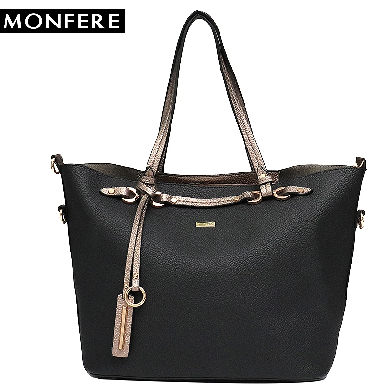 

MONFERE New Luxury Handbags Women Bags Designer Large Shoulder Tote Messenger Bag Vegan Leather Baby Bag Set Female Trapeze Bags