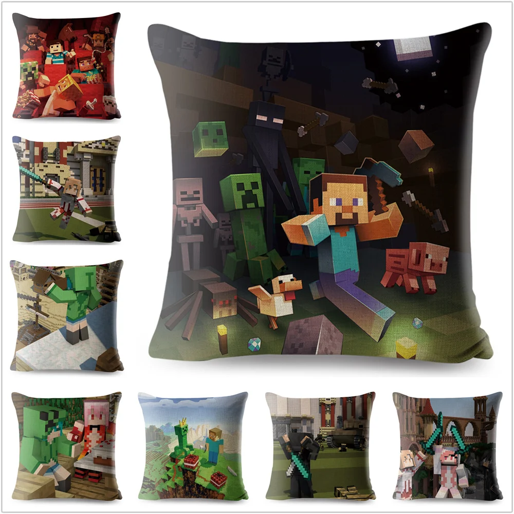 

Printed Minecraft Linen Cotton Cushion Cover Cartoon Games Sofa Throw Pillow Case Decoration Pillowcase Sofa 45x45 cm