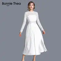 women white lace autumn dress female Elegant long summer dress ladies party dresses long sleeve midi dress clothes vestidos