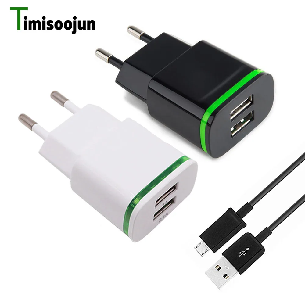 LED Light USB Charger For E.U. 2A Safe Fast Charging Adapter + Cable for Samsung S8 Apple iPhones xiaomi redmi 4X note 5 plus | Мобильные